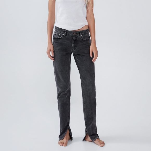 zara split hem jeans